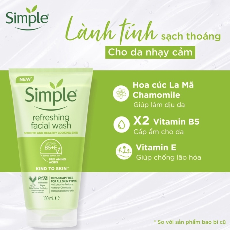 _Sữa Rửa Mặt Dạng Gel Simple Kind To Skin Refreshing Facial Wash 150ml