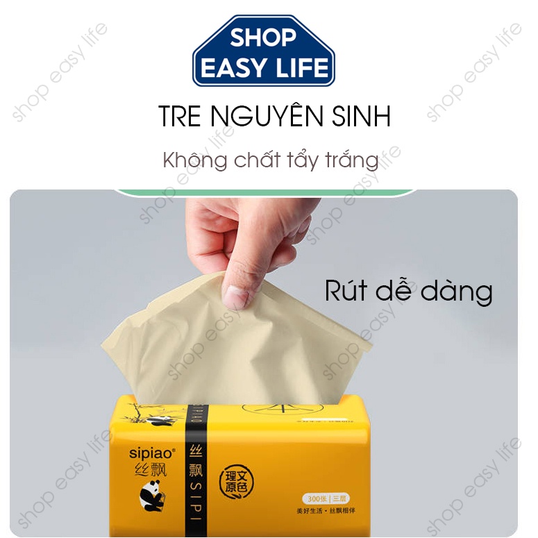 Giấy ăn gấu trúc nguyên sinh, không chất tẩy trắng, gói 300 tờ
