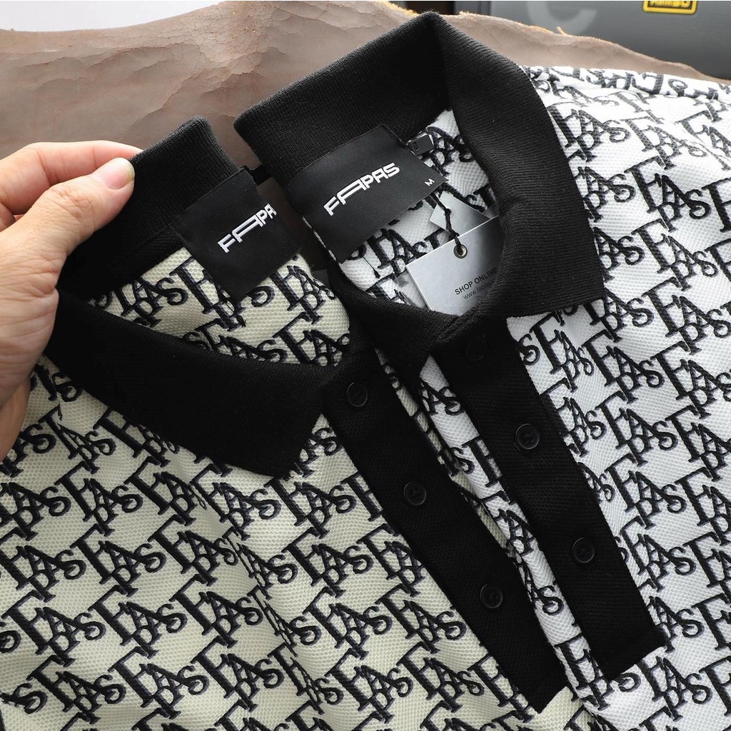 Áo Polo Nam Chất Vải Cotton Họa Tiết Monogram Kenton FAPAS