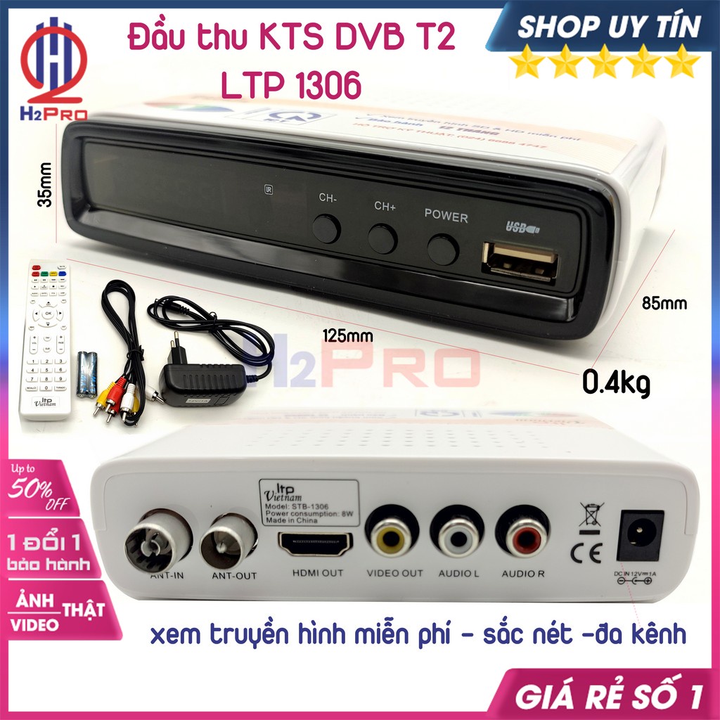 Đầu Thu Kỹ Thuật Số DVB T2 LTP 1306 Xem Truyền Hình Miễn Phí-Sắc Nét-Đa Kênh, Đầu Thu DVB T2 Cao Cấp-H2pro Audio