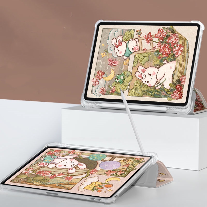 Ốp Máy Tính Bảng Mềm Hình Thỏ Hoa Cho iPad GEN10 7 / 8 / 9 Air4 / Air5 Pro11 "Pro12.9" 2022 Pro10.5 "mini6