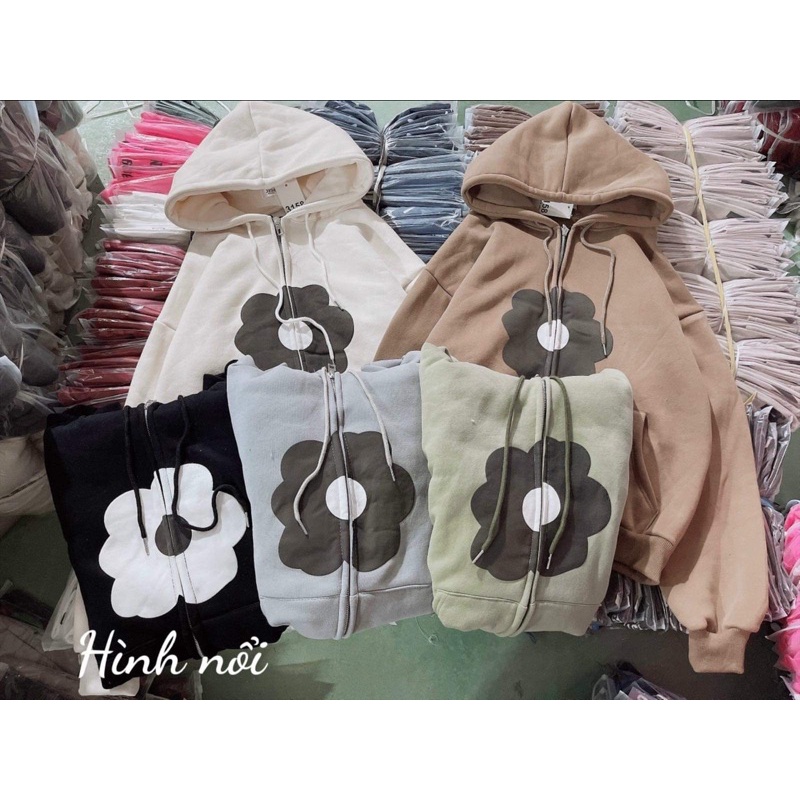 Áo khoác nỉ bông hoa to giữa ngực H2A677