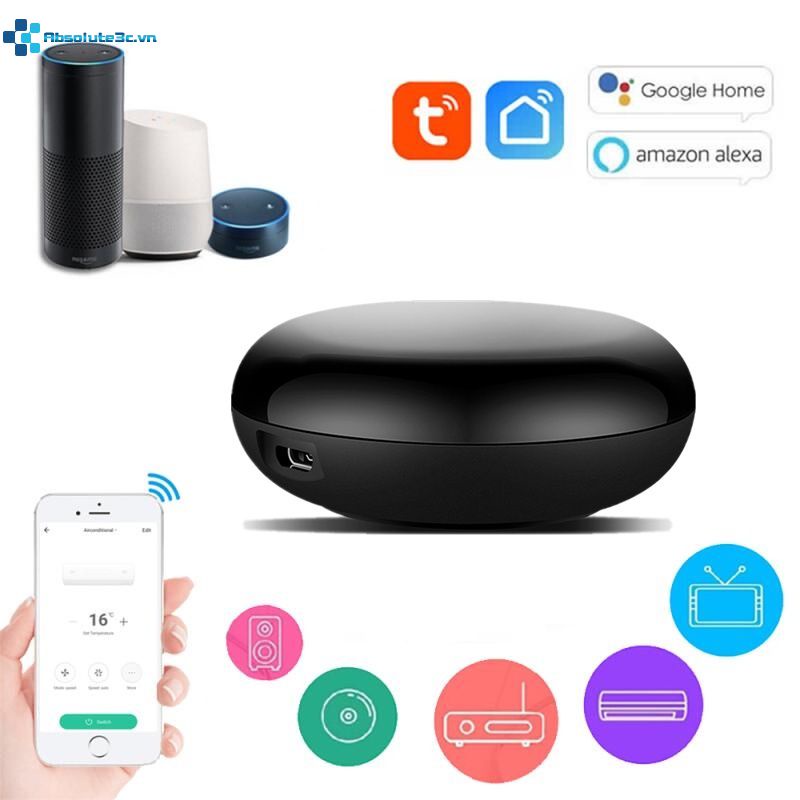 Hệ Thống Điều Khiển Nhà Thông Minh Kết Nối wifi Cho TV DVD AUD AC Máy Lạnh Kèm strata Alexa Google Home