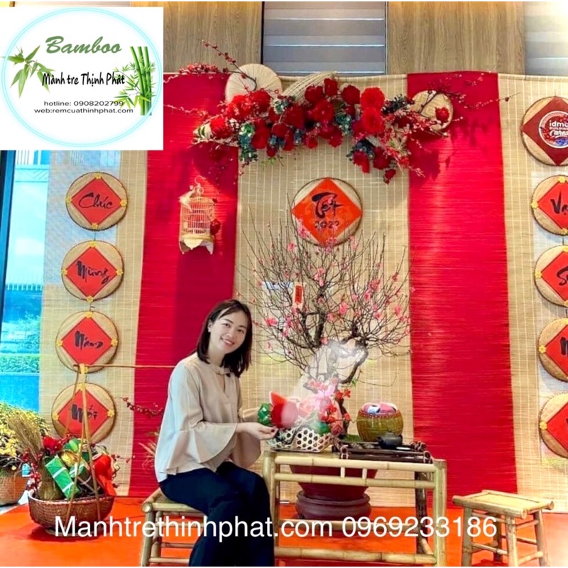 Siêu Xinh Tấm Mành tăm tre đỏ trang trí Tết giá Rẻ khổ nhỏ. Mành tre trang trí. Phông nền mành tre trang trí.