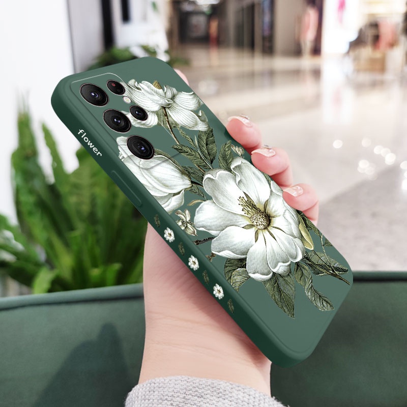 Bao Da Điện Thoại Họa Tiết Hoa Thời Trang Cho samsung galaxy s23 s22 fe ultra plus Ốp