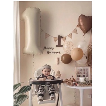 Bóng số tuổi màu nâu size đại 70cm - tim - sao bong bóng trang trí sinh nhật tông Hàn Quốc Habiba