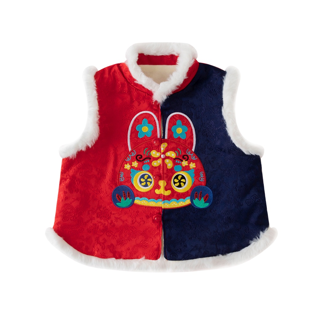 Babyfair. Trẻ Em Trung Quốc Năm Mới Áo Dày Màu Chặn Bộ Dễ Thương Thời Trang Đường Phù Hợp Với