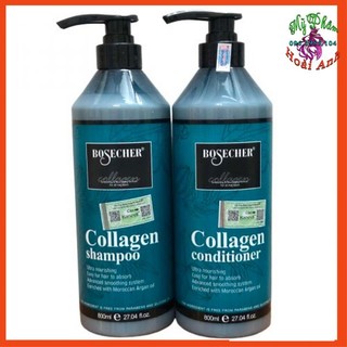 Dầu gội xả siêu mềm mượt bosecher collagen shampoo conditioner 800mlx2