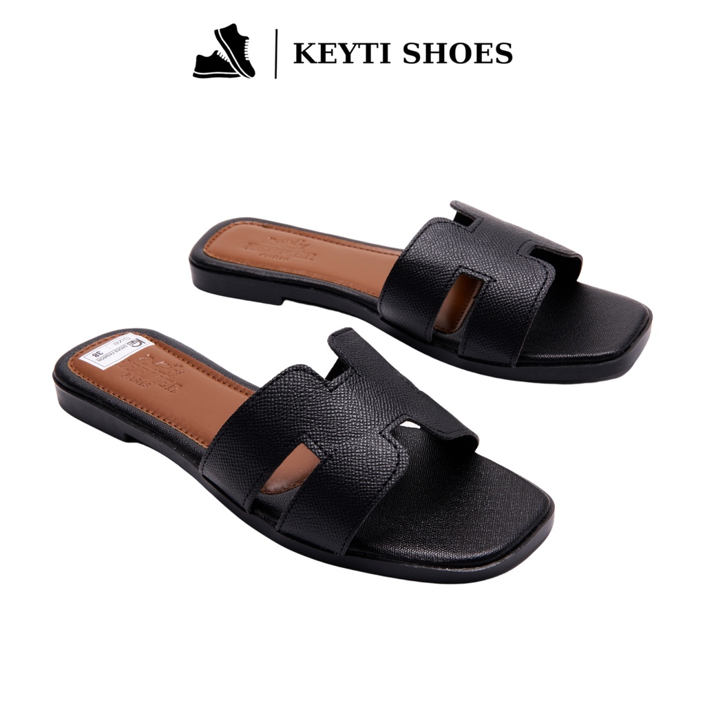 Dép da thời trang nữ Hermes đế cao su chống trơn trượt