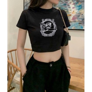 Áo thun croptop tay ngắn hoạ tiết in hình thiên thần ngọt ngào