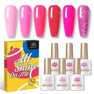 Set 6 lọ sơn móng tay gel màu hồng 10ml thương hiệu born pretty