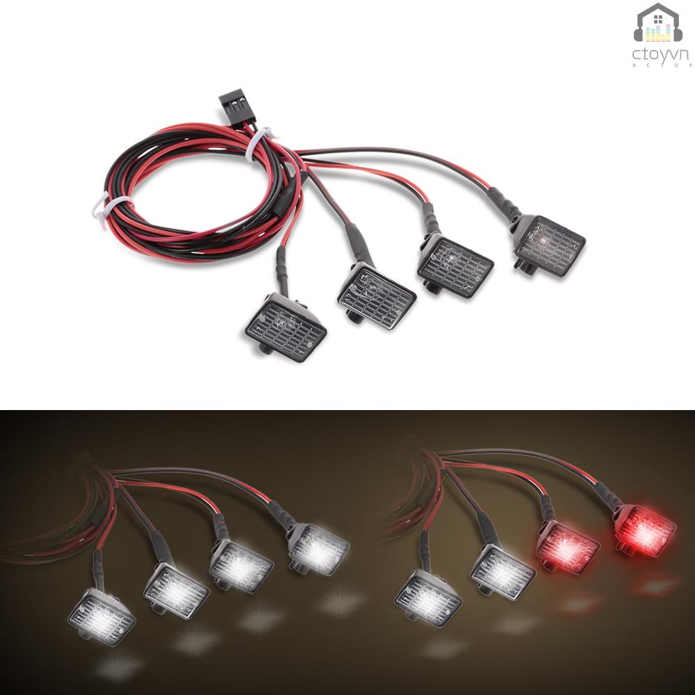 Set 4 Đèn LED Đa Năng Cho Xe Ô Tô Điều Khiển Từ Xa 1 / 10 HSP REDCAT Axial SCX10 Traxxas TRX-4