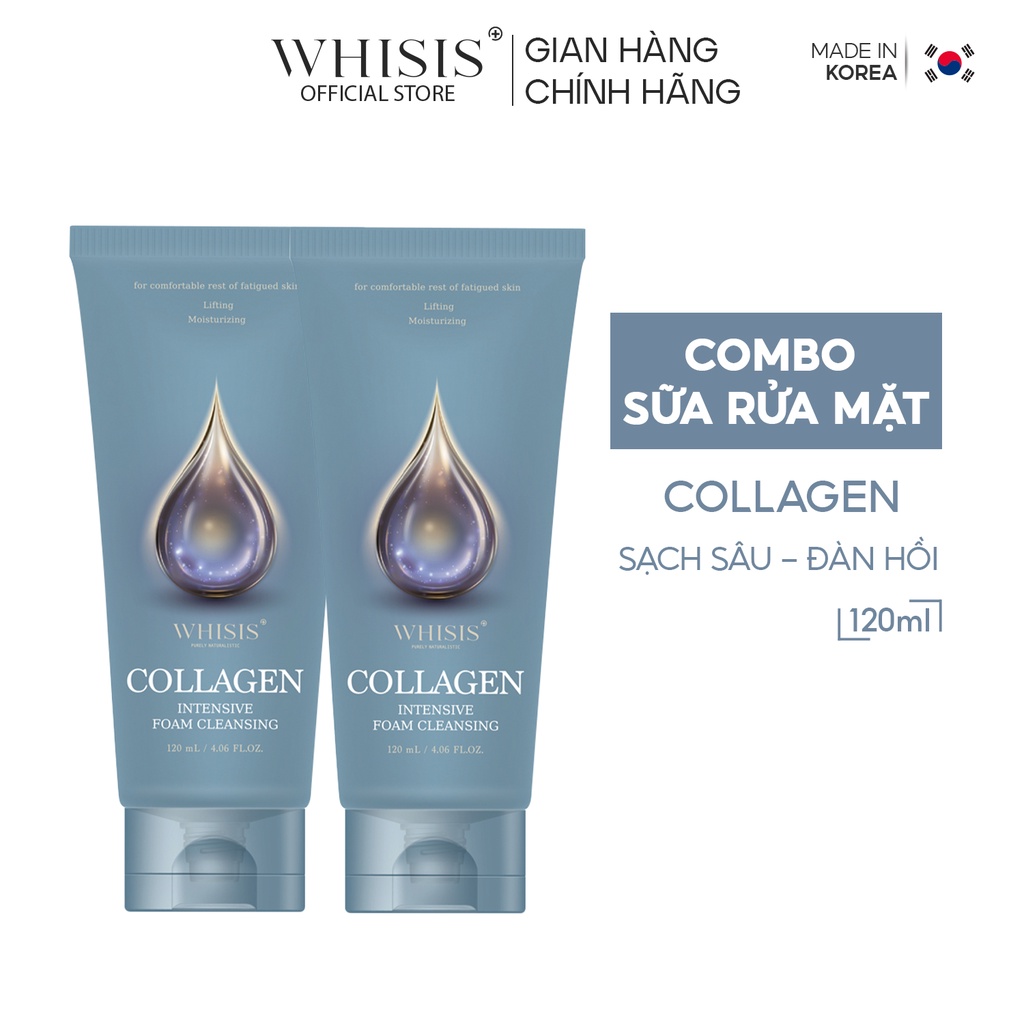 Combo 2 Sữa Rửa Mặt Collagen Hàn Quốc WHISIS Collagen Intensive Foam Cleansing 120ml