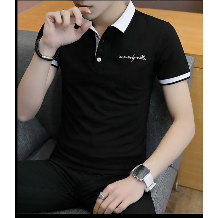 Áo thun polo nam phối chữ cổ bẻ vải thun cotton 4 chiều co dãn dày đẹp mịn mát