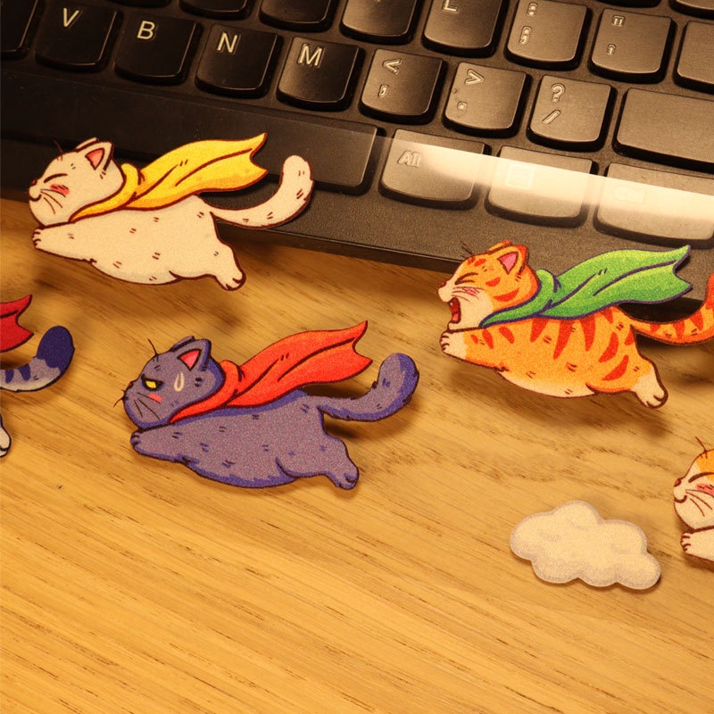 Miếng Dán Trang Trí Xe Hơi Hình Mèo Hoạt Hình Dễ Thương Bằng PVC Chống Thấm Nước