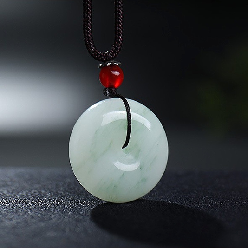 Mặt dây chuyền đá ngọc bích thạch anh màu xanh lá thời trang mới cho nam và nữ