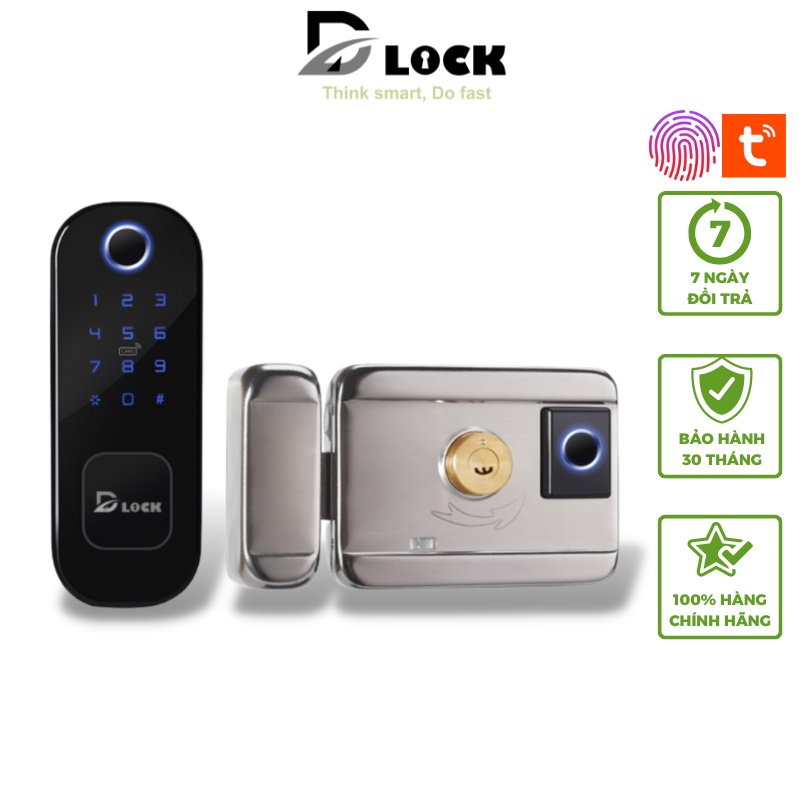 Khóa Vân Tay Điện Tử Thông Minh Cho Cửa Gỗ Lõi Thép Cao Cấp Dùng App Tuya Chống Nước Chính Hãng DILLOCK DLR5