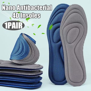 1 Cặp Đế Lót Giày 4D Nano Mềm Mại Thoáng Khí Thấm Hút Tốt Chống Sốc