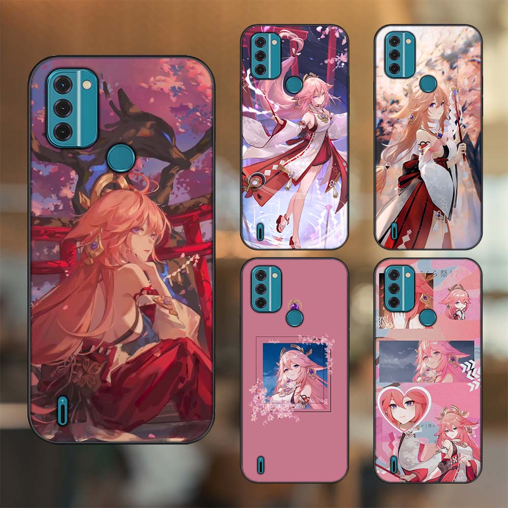 Ốp lưng Nokia C31 viền đen in hình Yae Miko Genshin Impact