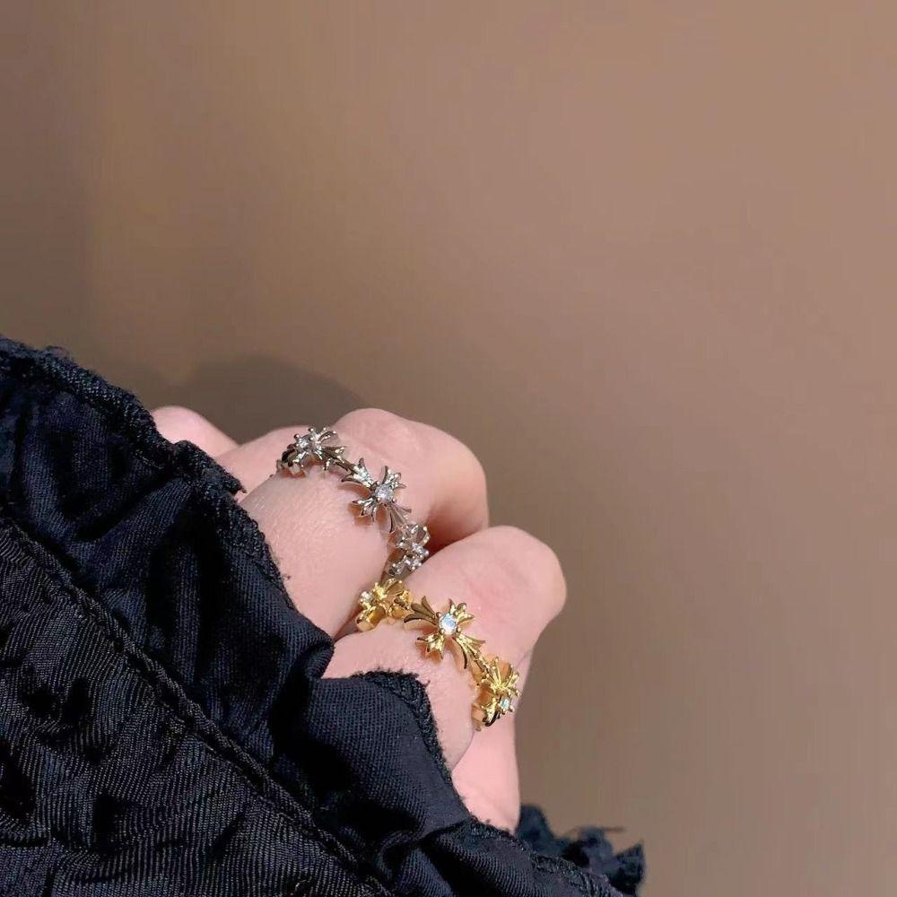 Nhẫn Thiết Kế Chéo Phong Cách Punk Cổ Điển Thời Trang Cho Nữ|Nhẫn Hở Thiết Kế Độc Đáo Phong Cách Hàn Quốc Cao Cấp