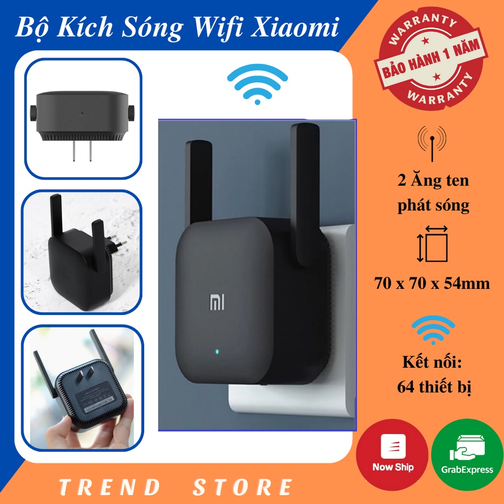 Bộ Kích Sóng Wifi Xiaomi Repeater Pro, Tốc Độ Truyền Dữ Liệu Nhanh Với 2 Ăng Ten Phát Sóng, Tích Hợp Ổ Cắm Sẵn, Tiện Lợi