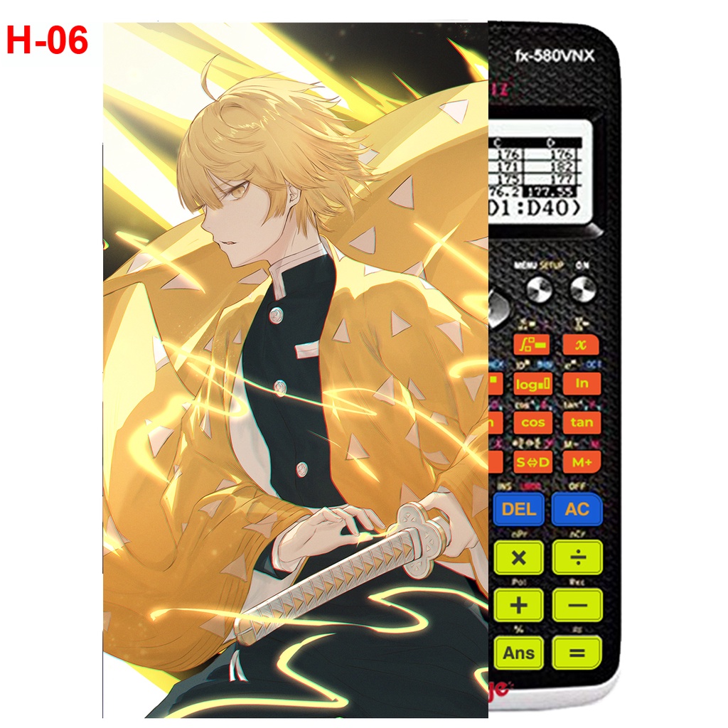 Miếng dán máy tính casio fx570, fx580.... Agatsuma Zenitsu anime Kimetsu no yaiba