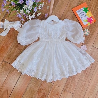 Đầm ren trắng cho bé size đến 15kg