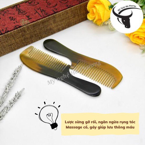 Lược sừng chuôi trơn dùng gỡ rối tránh rụng tóc, massage lưu thông máu, có đủ size