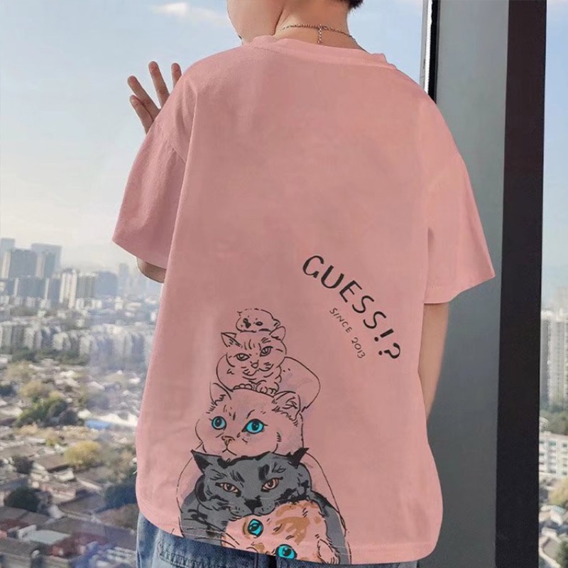 Áo Thun Tay Ngắn In Hình Mèo Thời Trang Nhật Bản Dành Cho Trẻ Em