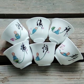 Bộ 6 tách uống trà bằng sứ màu trắng kiểu kung fu