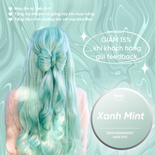 (Tặng Bodymist) Combo nhuộm tóc màu xanh mint (kèm trợ nhuộm, găng tay)