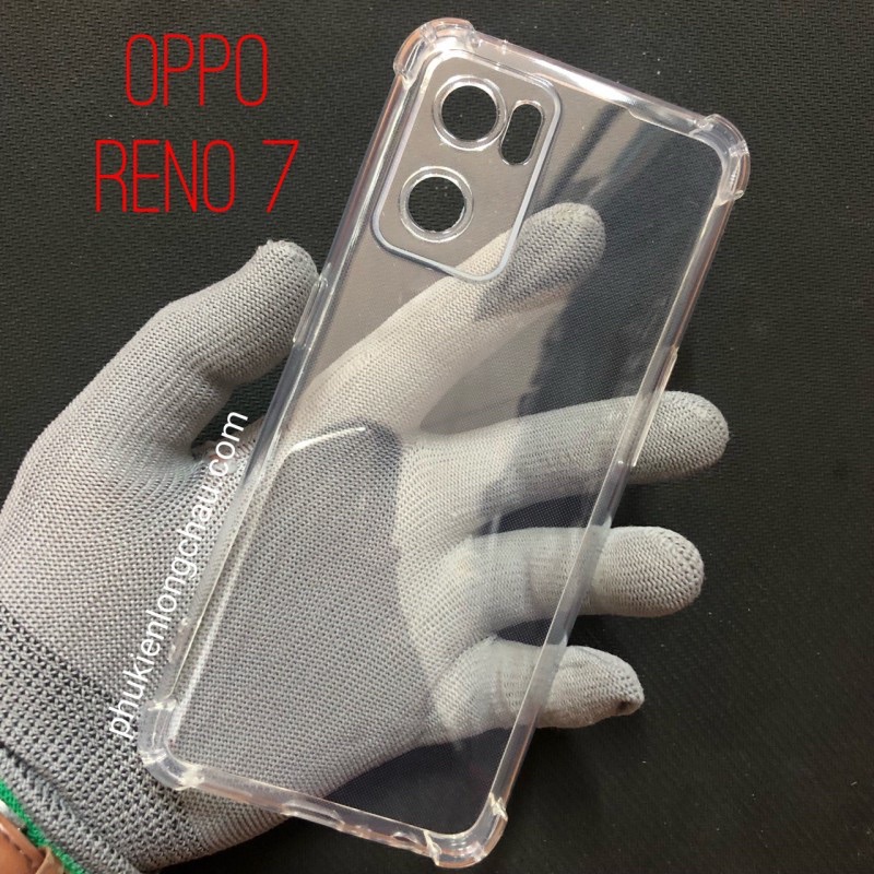 Ốp Lưng Oppo Reno 7 5G Dẻo Trong Suốt Chống Va Đập Có Gù Bảo Vệ 4 Gốc Silicon Cao Cấp
