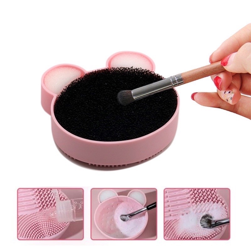 Miếng Vệ Sinh Cọ Trang Điểm Hình Gấu Xốp