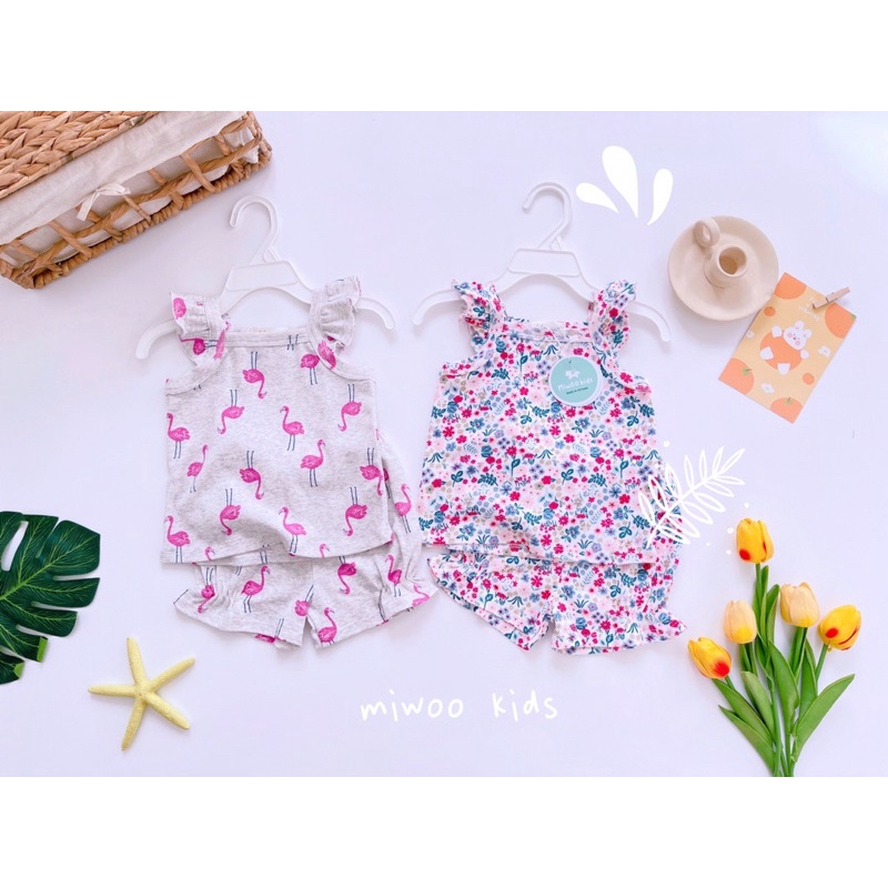 Đồ bộ dễ thương bé gái ❤️ freeship ❤️ bộ cotton bozip ngắn tay cho bé miwoo kids