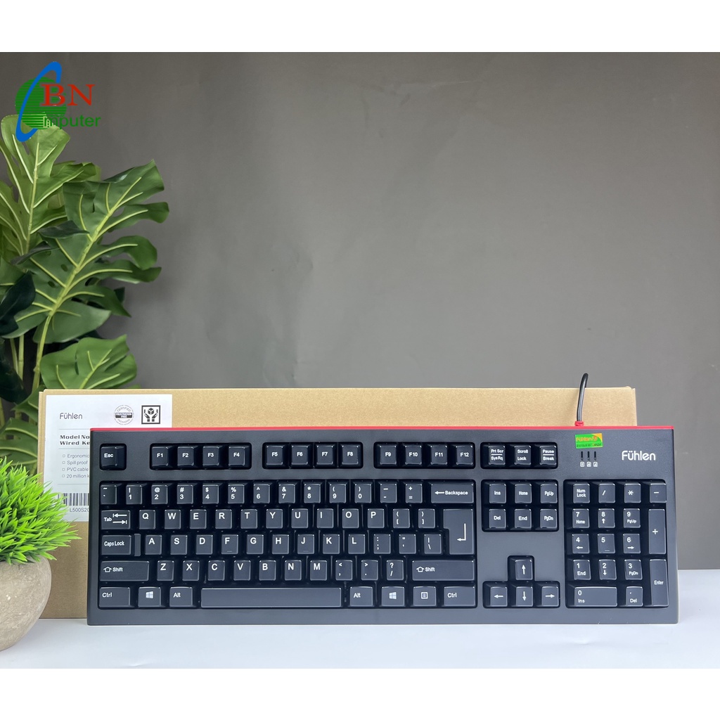 Bàn phím có dây cho máy tính Fuhlen L500s, kết nối cổng USB, đánh êm, bền đẹp