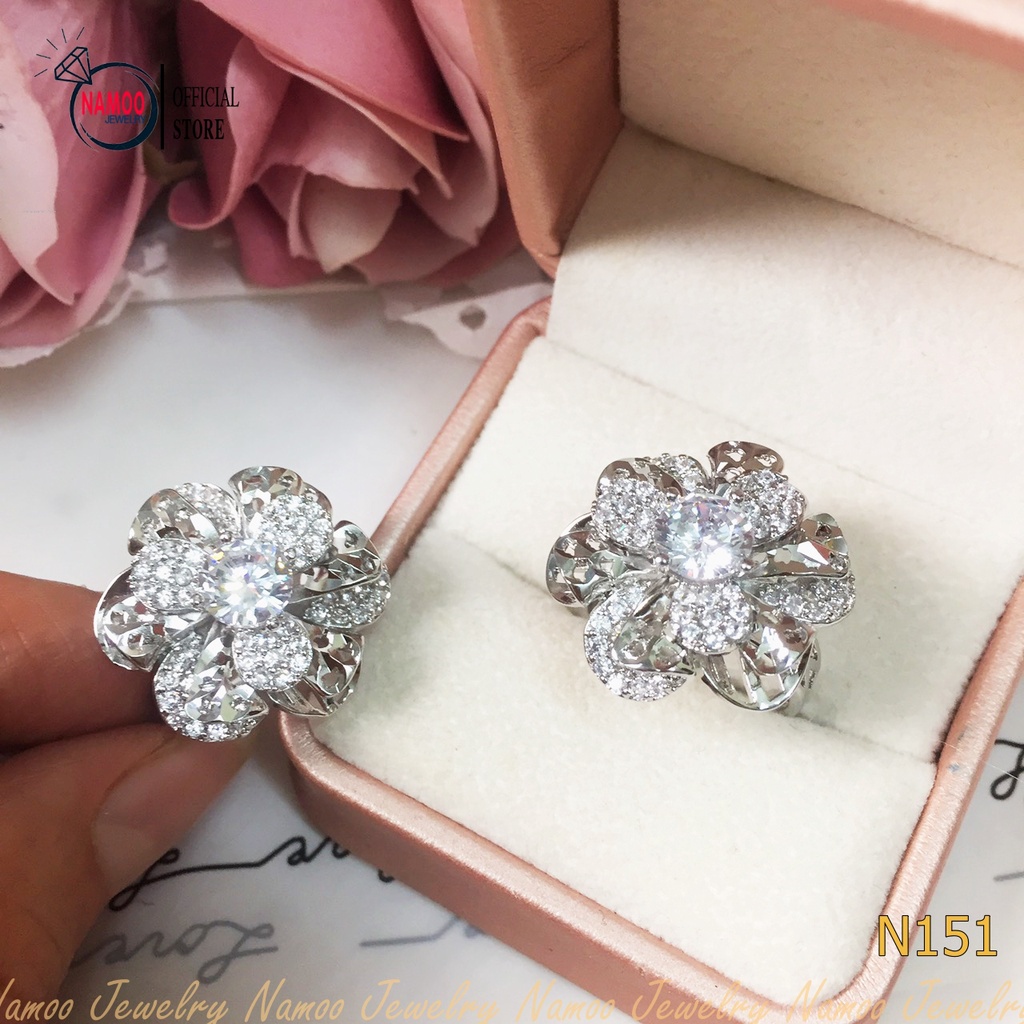 Nhẫn Hoa Đính Đá Tinh Xảo Và Sang Trọng Quý Phái  N151 Namoo Jewelry