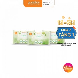 Khăn Ướt Hương Táo Tươi Mát Guardian 10 Tờ x 3 Gói