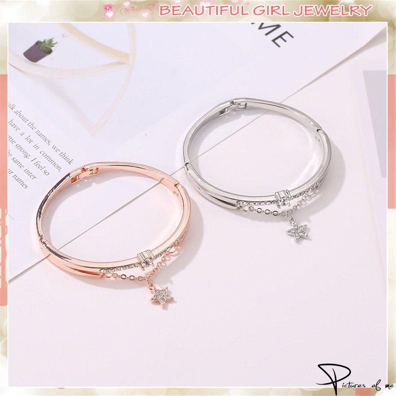 Vòng Tay Mặt Ngôi Sao Đính Đá Phong Cách Hàn Quốc Cho Nữ