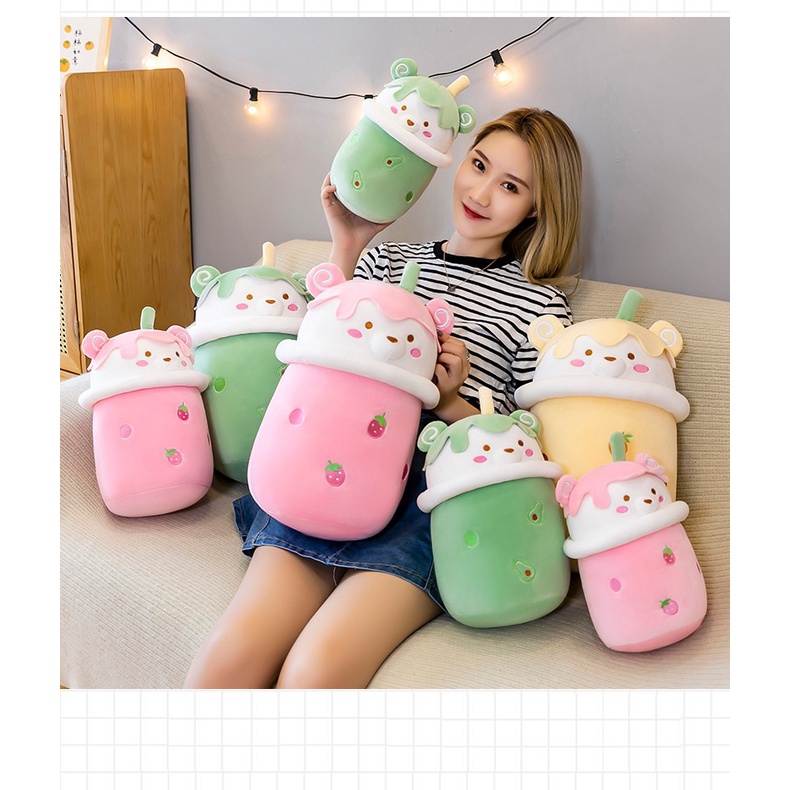 Gấu bông trà sữa dễ thương, hot trend làm gối ôm, quà tặng siêu đáng yêu