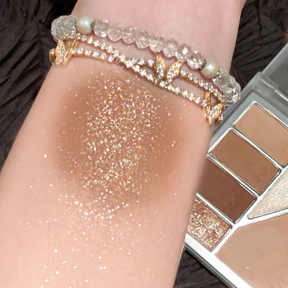 Bảng Phấn Mắt DIKALU 6 Màu Lì Và Ánh Nhũ Kết Hợp Trang Điểm Kháng Nước Và Lâu Trôi