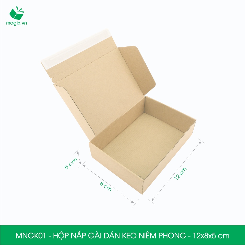 MNGK01 - 12x8x5cm - Combo 20 hộp nắp gài hông - Có keo niêm phong - Thùng carton đóng hàng