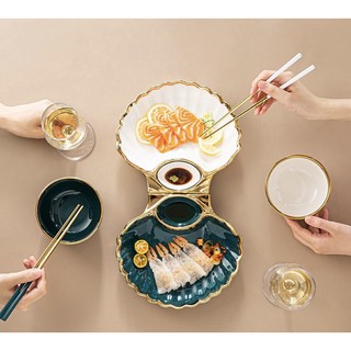 đĩa sứ viền vàng