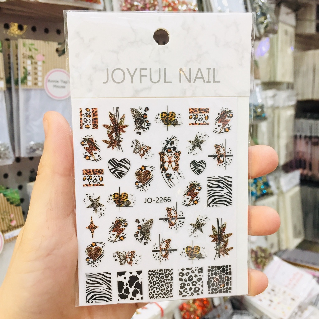 Sticker dán móng, nail sticker thương hiệu, sticker bướm, lá bài nhiều mẫu xinh xắn, dụng cụ làm móng