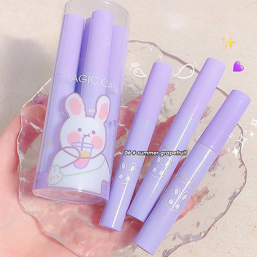 Set 5 Son Môi Dưỡng Ẩm Chống Nước Không Dính Cốc Thiết Kế Thỏ Dễ Thương