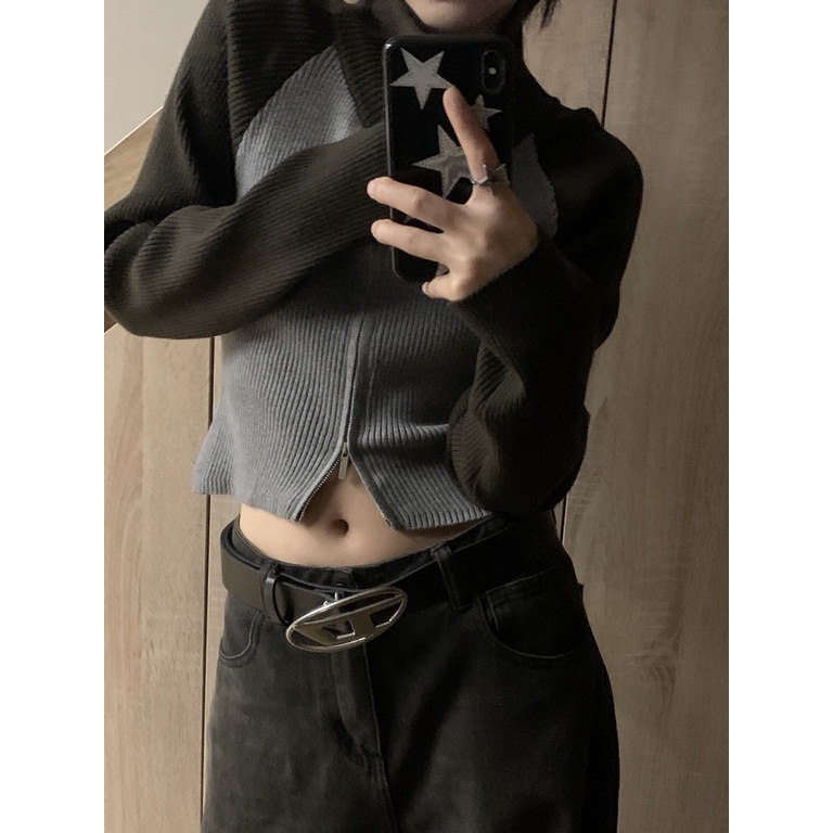 Thắt Lưng Da PU Màu Bạc Họa Tiết Chữ D Phong Cách hip hop punk Thời Trang Cho Nam Và Nữ