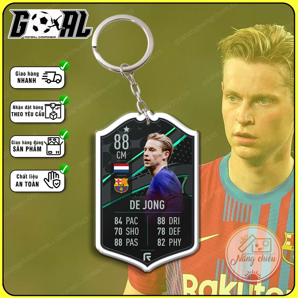 Móc khóa Frenkie de Jong cao cấp mới nhất 2023-phụ kiện treo balo hottrend-cầu thủ yêu thích CLB Barcelona [5112-5123]