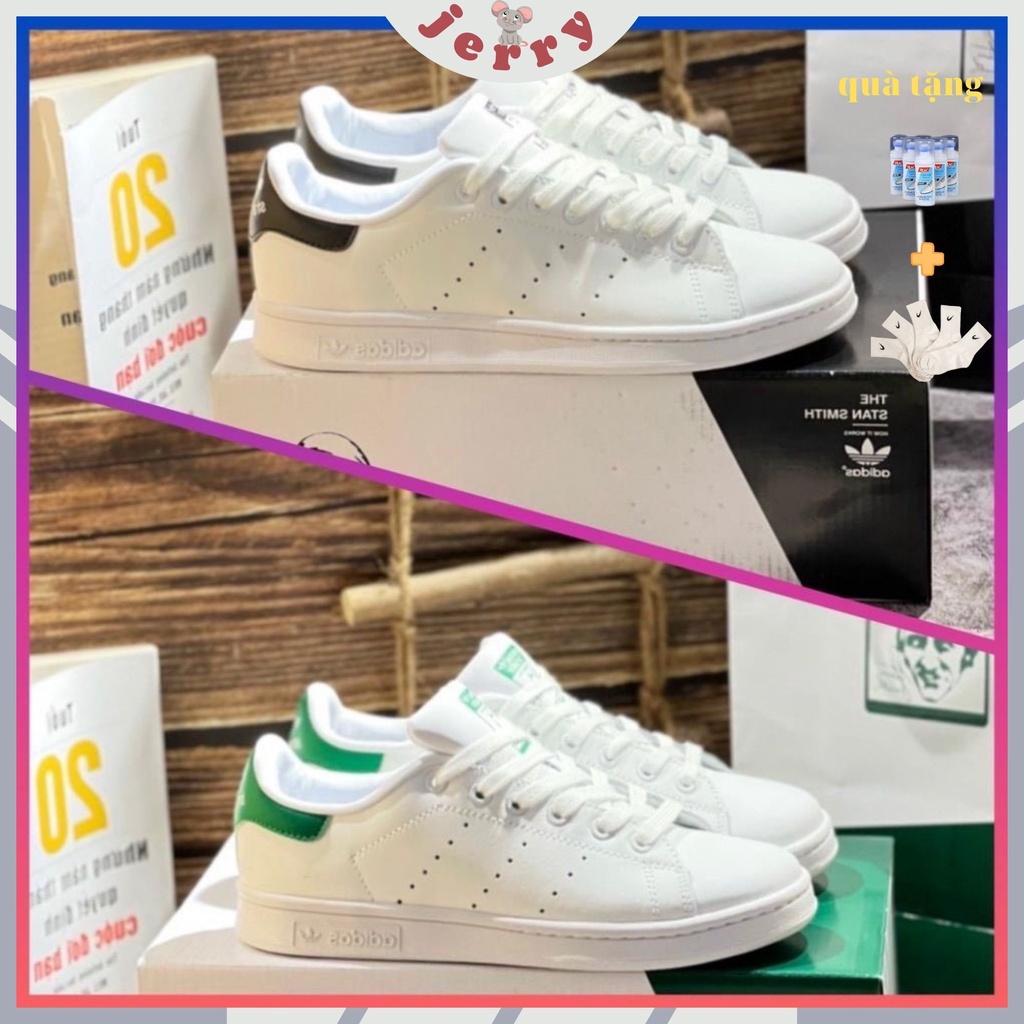 Giày adidas stan smith,giày stan smith gót đen gót xanh nam nữ thấp mới full phụ kiện hộp rút túi xách dây tặng kèm full