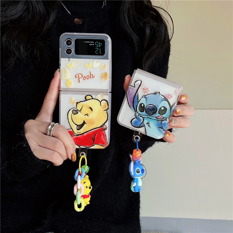 Ốp Điện Thoại Cứng Gấp Gọn Họa Tiết Winnie the Pooh / Nàng Tiên Cá Dễ Thương Cho Samsung Galaxy Z Flip 3 Z Flip 4 Zzfip3 zflip4