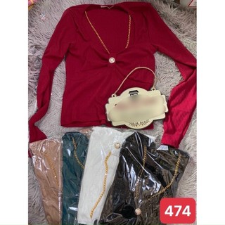 Áo thun gân tay dà phối xích