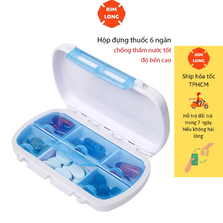 Hộp Đựng Thuốc Hộp Chia Thuốc Du Lịch 6 Ngăn Nắp Rời Từng Ngăn Chống Thấm Nước Tốt kimlongshop
